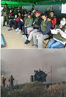 　東引地區指揮部舉行聯信100號操演，雙管防空快砲火力全開。（圖／文：陳其敏）