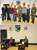 　為感謝軍方對廟務的協助及平日積極清理環境，副議長曹以標昨天專程前往拜訪指揮官任季男，並致贈「親民愛民」感謝狀及迷你白馬尊王雕像；兩人也就多項民間事務交換意見、雙方相談甚歡。（圖／文：曹重偉）