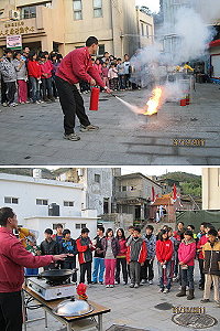 莒光消防分隊宣導防火要領與搶救示範操作。(圖/文:陳樂團)