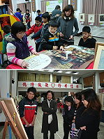 梵谷畫作馬祖巡迴展在敬恆國中小展出,師生參與踴躍。(圖/文:陳樂團)