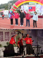 　（上圖）馬防部指揮官任中將與副縣長林星寶一同為元旦路跑活動鳴槍起跑（下圖）馬防部的舞蹈表演搏得全場滿堂喝采。（圖／文：曾俊諺）