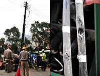 福澳村華光大帝廟前方地下高壓電纜設備被白蟻侵害啃食造成絕緣破壞短路,台電工作同仁在處長蔡欽堂親自督導下,冒著寒風在低溫進行工作,展現其用心以客為尊,提供最佳服務。(圖/文:曹重偉)