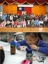 　縣府教育局昨舉辦101年度國小寒假科學探索營，近五十名學子從做中學，馬中也派遣志工隊協助指導。（圖／文：邱竟瑋）
