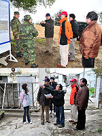 為了解地區集合式住宅規劃現狀,副縣長陳敬忠昨天特率工務局長陳金寶、財政局長林貽德、環保局長陳玉利等人,前往仁愛村電池山及清水村農改場舊址兩處規劃預定地現勘。(圖/文:曹重偉)