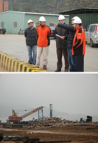 福澳碼頭區港埠設施基礎建設工程,三月份出現首次進度超前0.23%,副縣長陳敬忠昨天前往聽取簡報,肯定施工相關單位的努力,但也期許嚴謹以待保持進度穩定超前。(圖/文:劉秋月)