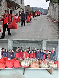 橋仔漁民王永興新居上樑,南竿好友肩挑大餅跨海助賀。(圖/文:陳鵬雄)