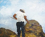 陳瑞珠畫作個展-我生命中的勇士海報。(圖:馬祖芙蓉海畫會提供)