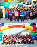 (上圖)政戰主任賴上校,日前集合各連隊組成五十餘人隊伍參加「敬恆國中小四十四週年校慶環島路跑」。(下圖)參與「敬恆國中小四十四週年校慶環島路跑」弟兄於活動結束後合影留念。(圖/文:林宗逸)