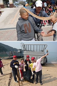 　中正國中小結合絲襪拔河，讓春季遠足的競賽樂趣橫生。（圖：中正國中小提供）