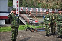 指揮官黃將軍於會中勉勵所有官兵,平時應加強體能訓練,「強國必先強身」,唯有保持基本體能,才能夠應付基地辛苦訓練。(圖/文:陳瑞誠)