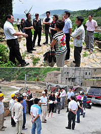 　議會繼續縣政考察議程，議長陳貴忠率多位議員走訪復興海堤工程、珠螺上村等處，議員們也特別走一圈，思考如何活化開發成為全新的觀光景點。（圖／文：曹重偉）