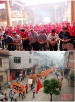 　北竿后澳境楊公八使宮進香團5日大陸福建省寧德市蕉城區赤溪鎮參加當地舉行的楊公八使新宮落成儀式，巡境隊伍所到之處，家家戶戶燃放鞭炮敬迎。（圖：東南網提供）