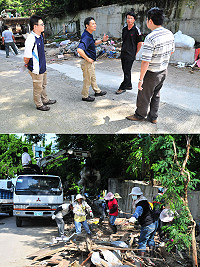 清除復國路髒亂點,縣府強力執行!由參議王忠銘會同環保局、建設局、交通局及鄉公所人員共同前往現場,關切清理工作執行情形。(圖/文:曹重偉)