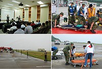 南竿航空站昨舉行機場內空難災害防救演習,動員軍憲警及地區各相關單位百餘人,場面相當逼真;而今年亦首度開放學生觀摩,讓學生感受預防工作的重要性。(圖/文:劉秋月)