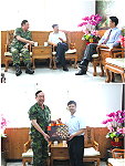 (上圖)馬防部任指揮官日前拜會縣政府,雙方研討多項民間事務,並廣泛交換意見。(下圖)任指揮官致贈端節禮品,感謝縣政府平時對馬防部的支持與協助。(圖/文:毛揚之)