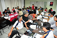 因應輕度颱風「泰利」來襲,縣府災害應變中心昨召開今年首次防颱工作會報,由縣長楊綏生親自主持。(圖/文:曹重偉)