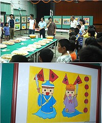 介壽藝術季-學生美展昨天開幕,其中以Q版的門神作品,超越傳統民俗,展現了馬祖學子的想像力與創作能力。(圖/文:邱竟瑋)