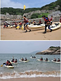 中山國中舉辦海洋雙星獨木舟競技活動。(圖/文:陳鵬雄)
