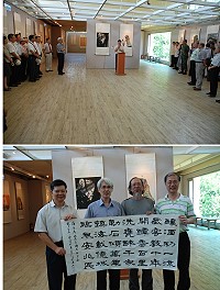 昨天的馬祖很金門!「金馬風情展」文物館開幕,不但展出單位金門縣美術學會一行七人出席,而福建省政府主席與金、馬縣長也同台祝賀,讓開幕式意外展現金馬一家情的熱烈氣氛。(圖/文:劉秋月)