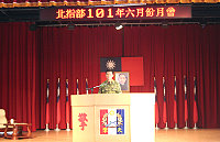 北指部指揮官章將軍於六月份月會實施精神講話。(圖/文:林禹豪)