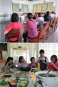 馬媽美食團隊觀摩參訪行程於昨日圓滿落幕,聽取統茂休閒旅館廚藝總監洪維澤講解「馬祖在地食材的開發與創新」。(圖:縣府建設局、台灣鄉村旅遊協會提供)