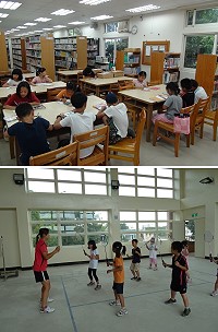 介壽國中小辦理防止中輟暑期羽球及閱讀營活動,一連五天在羽球館與圖書室,陪伴同學開心過暑假。(圖/文:劉秋月)