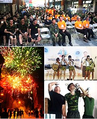 　不受風雨影響，2012莒光海洋文化季暨古蹟節活動開幕晚會國樂團表演、喝啤酒比賽、煙火施放。（圖：東莒社協、曹以鋒提供）