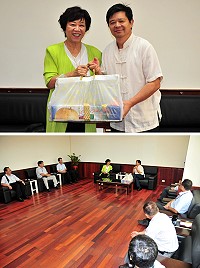 新任交通部民用航空局長沈啟專程來馬視察南、北竿航空站運作現況,上午拜會縣長楊綏生,雙方共同就南竿機場提升為儀降機場一案進行廣泛討論。(圖/文:曹重偉)