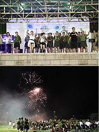 2012莒光海洋文化季暨古蹟節活動昨晚圓滿落幕,狂歡夜的歌舞樂聲及施放煙火,為西莒夜空增添繽紛熱鬧。(圖:東莒社協提供)