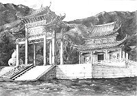 北指部步兵營機步連中士吳昊軍畫作-「澈」,本次所有參賽畫作展覽於北指部迎賓館一樓展示牆上。(圖/文:謝育庭)