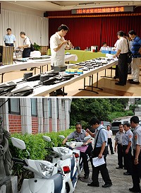 　內政部警政署警用裝備檢查督導小組一行，昨天上午抵馬進行101年度警用裝備檢查暨使用管理業務督導，詳細確認各項裝備的維護與使用情況。（圖／文：劉秋月）