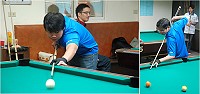 　101年連江縣運動會，南竿鄉劉有城撞球奪金，前三名皆以些微差距取勝，戰況激烈。（圖／文：邱竟瑋）