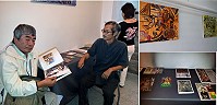 　粗獷質樸的台灣本土畫家陳來興在馬祖半個月完成30多幅油畫，應縣府文化局長曹以雄力邀配合縣運及2012馬祖秋慶22日在枕戈待旦館紀念園區聯展；以及歷年大小畫展紀錄卡冊。（圖／文：宋志富）