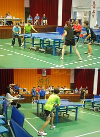 101年連江縣運動會桌球錦標賽冠軍出爐,社會組:南竿鄉,國中組:中山,國小組:塘岐,分別以全勝的成績在本屆封王。昨天下午選手做最後奮戰。(圖/文:邱竟瑋)