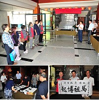 縣府文化局「馬祖揮毫交流活動」粉墨登場,「雲龍書道會」包括創會會長曾安田、顧問郭金堂等人都現場揮毫,蒼勁筆法展現深厚功力。(圖/文:曹重偉)