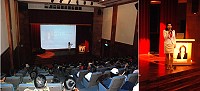 名主播張雅琴昨天下午應邀來馬開講,用自身經驗鼓勵鄉親做自己,勇敢追夢。(圖/文:邱竟瑋)