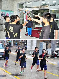 101年全國運動會聖火送抵馬祖,教育局長邱金寶前往迎接,並轉由地區聖火隊慢跑繞行全島。(圖/文:曹重偉)
