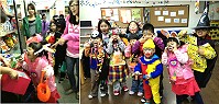 敬恆國小1、2年級小朋友及幼兒園童穿上化妝服,留下美麗回憶,入夜後挨家挨戶俏皮扮鬼臉收集糖果,為村落增添喜樂氣氛。(圖:敬恆國小幼兒園提供)