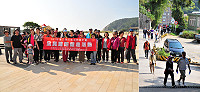 　南竿鄉體育會全民路跑健走活動昨天上午歡喜出發，天公作美之下，三五好友大步前進，度過健康的週日上午。（圖／文：曹重偉）