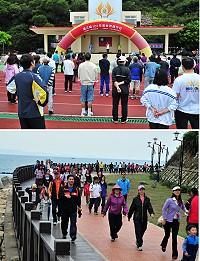 天公作美好天氣,連江縣101年世界健行日活動吸引300位鄉親參加,副縣長陳敬忠到場主持並勉勵鄉親越動越健康。(圖/文:曹重偉)