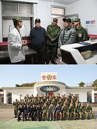 (上圖)監察委員視導馬防部高登守備隊,視導官兵生活環境。(下圖)監察委員與高登守備隊弟兄合影留念。(圖/文:趙崇光)