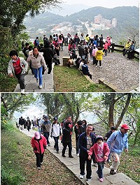 縣立醫院昨天舉辦病人安全與健康促進健行活動,天公作美之下吸引不少鄉親全家總動員,鄉親走出戶外舒展身心,登上摩天嶺欣賞美景。(圖/文:曹重偉)