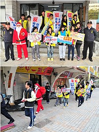 聖誕節近了,縣警局推出「住宅防竊宣導服務團隊」,請資深員警扮成聖誕老公公走入社區加強住宅防竊及各種犯罪類型宣導,也向各社區的老人及幼童們獻上歲末問候。(圖/文:曹重偉)