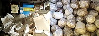經過減容,體積龐大的保麗龍瘦身成條狀或塊狀,效果顯著。(圖/文:陳其敏)