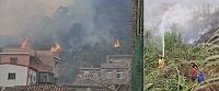 北竿后澳村後方坡地發生火燒山意外,風勢助長下大火一發不可收拾,軍警義消數百人投入搶救。(圖/文:陳鵬雄)
