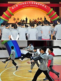 「青少年籃球寒假育樂營」於體育館歡樂登場,教育部次長陳益興專程來馬主持開幕式,感謝國手李雲光願意到馬祖支援教導,縣長楊綏生也勉勵學員們把握機會向國手看齊,每位都能成為「林來瘋」。(圖/文:曹重偉)