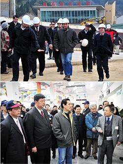 總統馬英九昨天抵馬訪視,受到地方軍政首長熱情歡迎;行程主要視察南竿機場、福澳國內商港等地;強調促進馬祖觀光交通發展,行政部門該做就要做,行動絕對要加快。(圖/文:曹重偉)