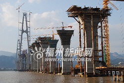 琅岐閩江大橋迅速加快主線橋施工,主橋全景圖。(圖:福州新聞網)