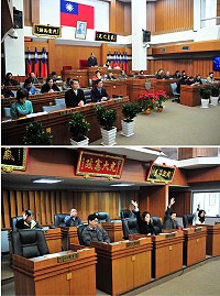 縣議會第5屆第7次臨時大會正式開議,經出席議員充分討論後進行覆議表決,結果有6票維持原決議案,不維持僅2票,議長陳貴忠宣布,此次覆議案出席議員維持原決議案者超過三分之二,依地方制度法規定接受該決議。(圖/文:曹重偉)