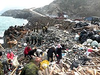 東引鄉國清週展開以來,在國軍弟兄全力協助下,已完成清運20餘噸廢棄物。(圖/文:陳其敏)